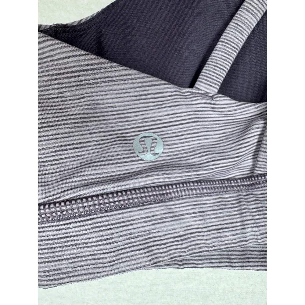 Lululemon Free to Be Wild Bra Size 4 Purple Micro Stripe Crisscross‎ Back